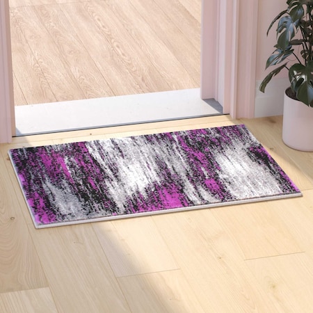Purple 2' X 3' Abstract Design Accent Area Rug